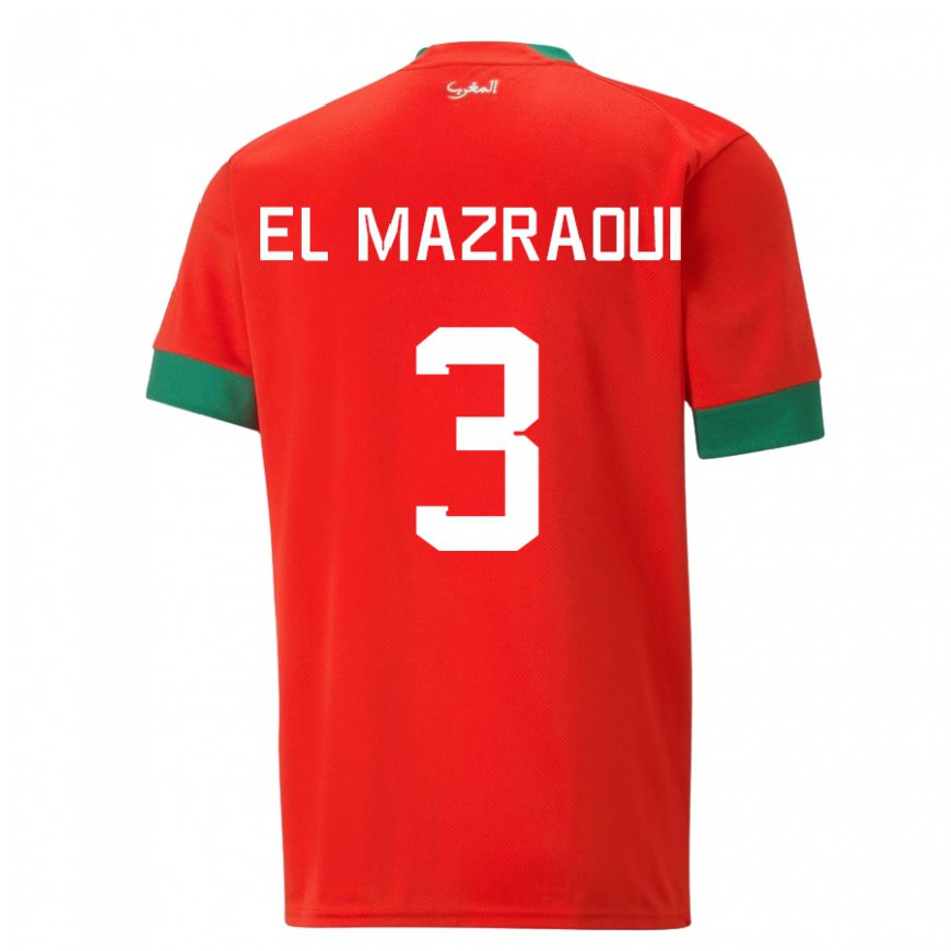 Kandiny Enfant Maillot Maroc Noussair El Mazraoui #3 Rouge Tenues Domicile 22-24 T-shirt