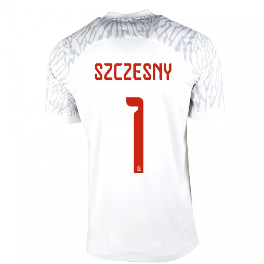 Kandiny Enfant Maillot Pologne Wojciech Szczesny #1 Blanc Tenues Domicile 22-24 T-shirt