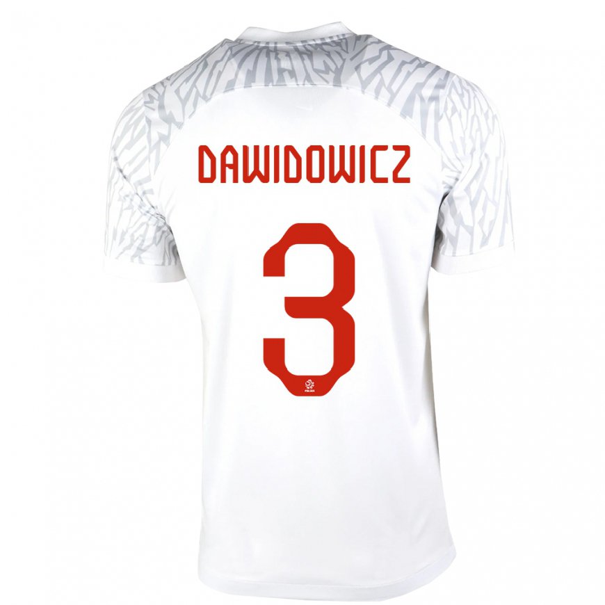 Kandiny Enfant Maillot Pologne Pawel Dawidowicz #3 Blanc Tenues Domicile 22-24 T-shirt