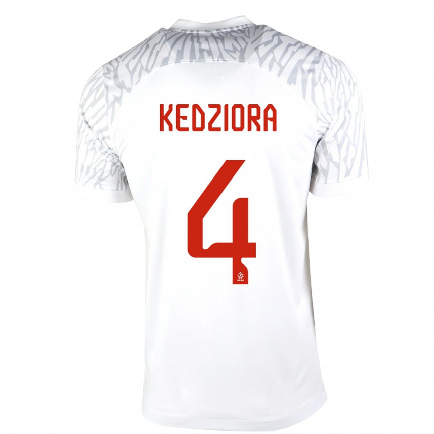 Kandiny Enfant Maillot Pologne Tomasz Kedziora #4 Blanc Tenues Domicile 22-24 T-shirt