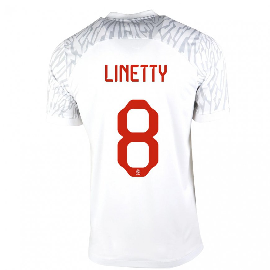 Kandiny Enfant Maillot Pologne Karol Linetty #8 Blanc Tenues Domicile 22-24 T-shirt