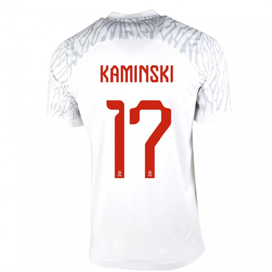Kandiny Enfant Maillot Pologne Jakub Kaminski #17 Blanc Tenues Domicile 22-24 T-shirt