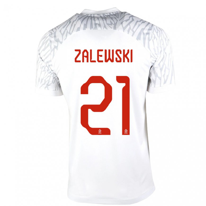 Kandiny Enfant Maillot Pologne Nicola Zalewski #21 Blanc Tenues Domicile 22-24 T-shirt