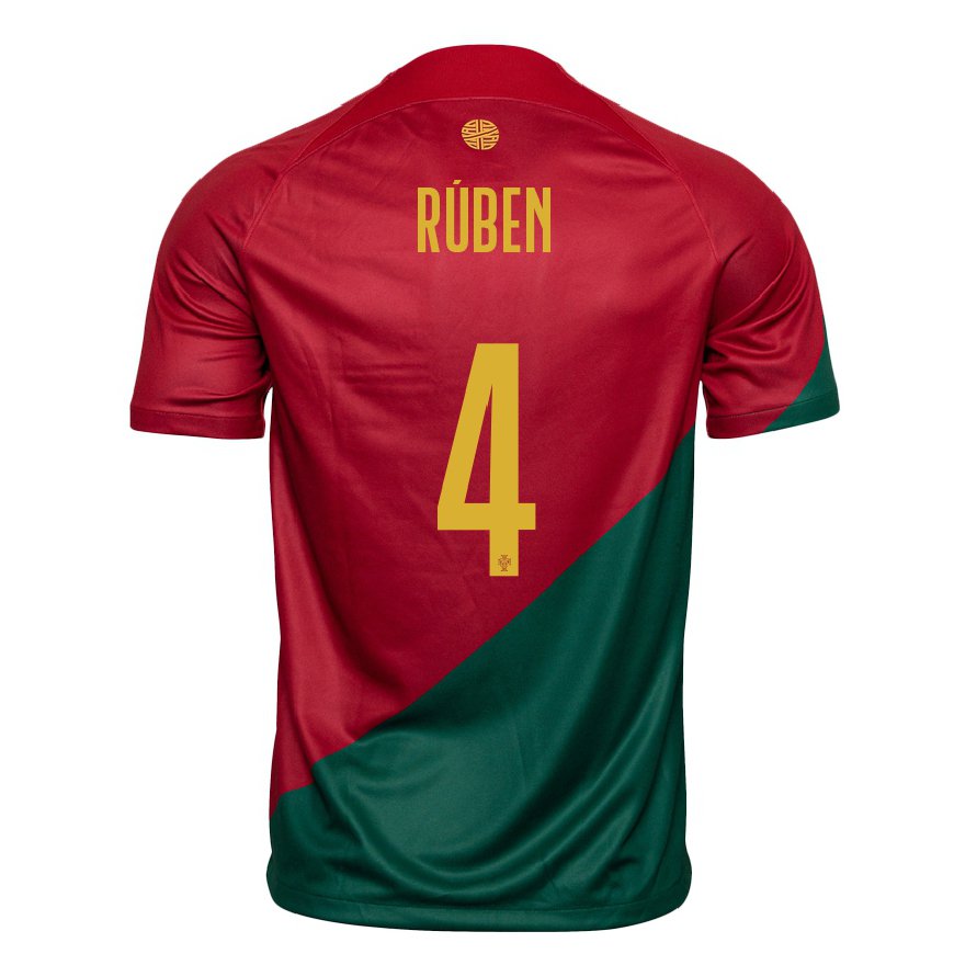 Kandiny Enfant Maillot Portugal Ruben Dias #4 Rouge Vert Tenues Domicile 22-24 T-shirt