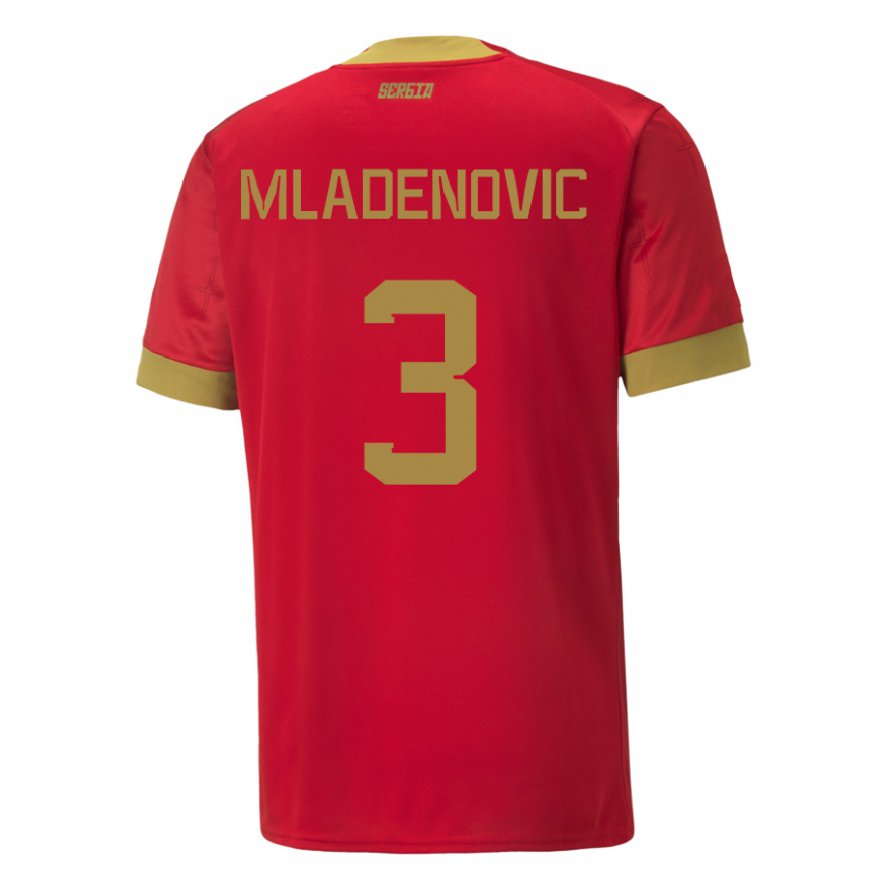 Kandiny Enfant Maillot Serbie Filip Mladenovic #3 Rouge Tenues Domicile 22-24 T-shirt