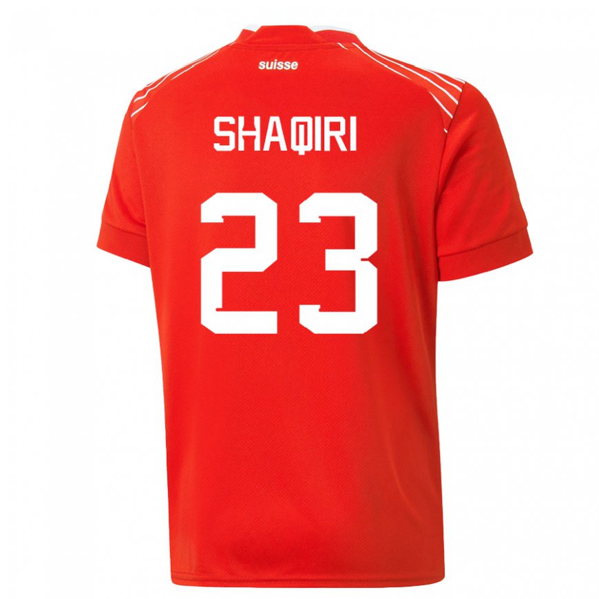 Kandiny Enfant Maillot Suisse Xherdan Shaqiri #23 Rouge Tenues Domicile 22-24 T-shirt