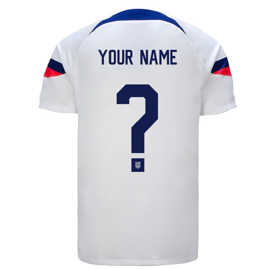 Kandiny Enfant Maillot États-unis Votre Nom #0 Blanc Tenues Domicile 22-24 T-shirt