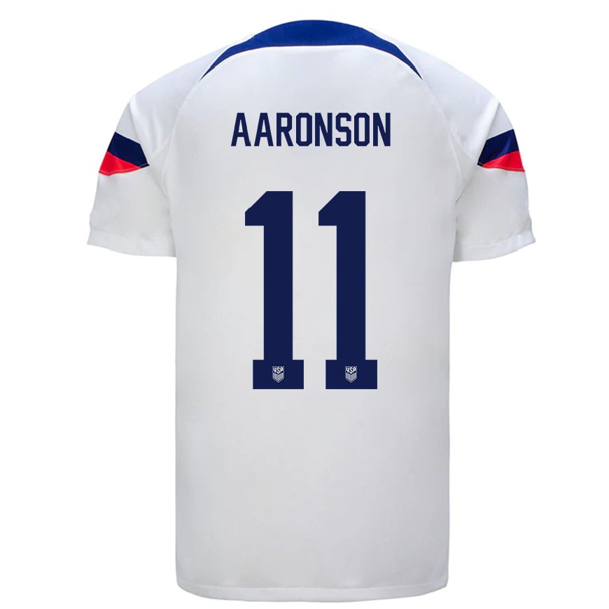 Kandiny Enfant Maillot États-unis Brenden Aaronson #11 Blanc Tenues Domicile 22-24 T-shirt