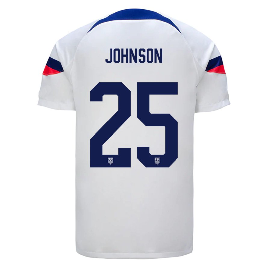 Kandiny Enfant Maillot États-unis Sean Johnson #25 Blanc Tenues Domicile 22-24 T-shirt