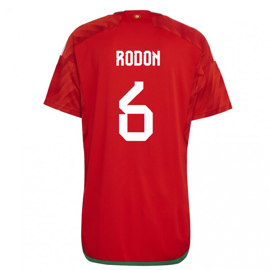 Kandiny Enfant Maillot Pays De Galles Joe Rodon #6 Rouge Tenues Domicile 22-24 T-shirt