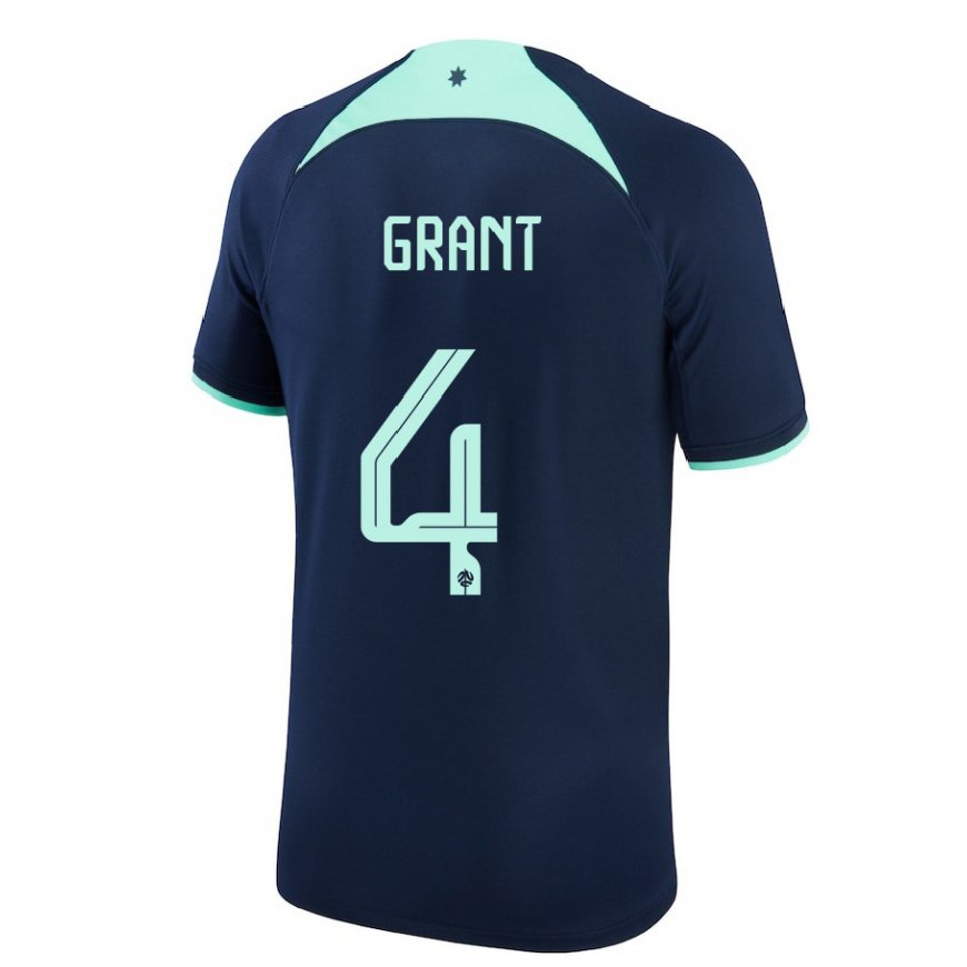 Kandiny Enfant Maillot Australie Rhyan Grant #4 Bleu Foncé Tenues Extérieur 22-24 T-shirt