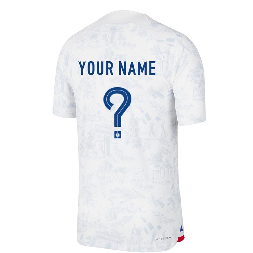 Kandiny Enfant Maillot France Votre Nom #0 Blanc Bleu Tenues Extérieur 22-24 T-shirt