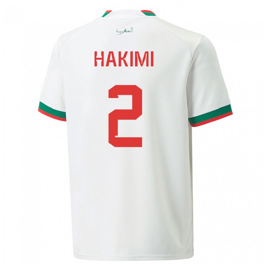 Kandiny Enfant Maillot Maroc Achraf Hakimi #2 Blanc Tenues Extérieur 22-24 T-shirt