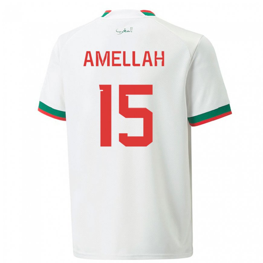Kandiny Enfant Maillot Maroc Selim Amellah #15 Blanc Tenues Extérieur 22-24 T-shirt