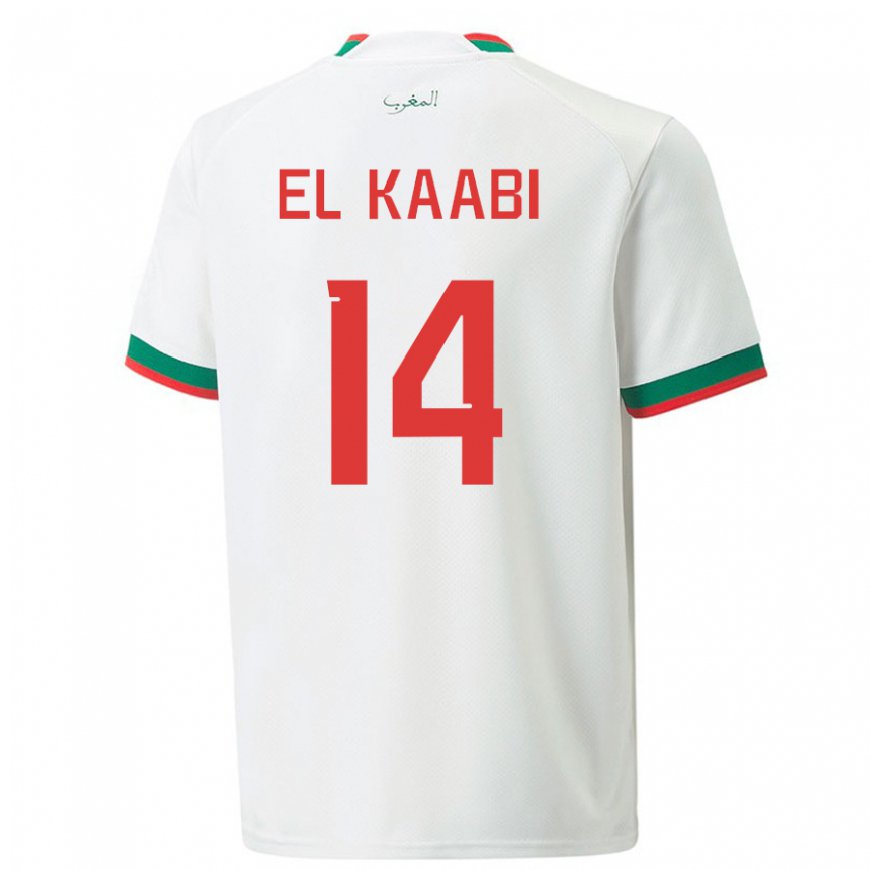 Kandiny Enfant Maillot Maroc Ayoub El Kaabi #14 Blanc Tenues Extérieur 22-24 T-shirt