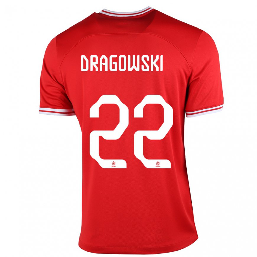 Kandiny Enfant Maillot Pologne Bartlomiej Dragowski #22 Rouge Tenues Extérieur 22-24 T-shirt