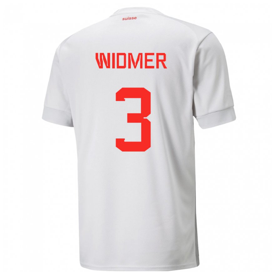 Kandiny Enfant Maillot Suisse Silvan Widmer #3 Blanc Tenues Extérieur 22-24 T-shirt