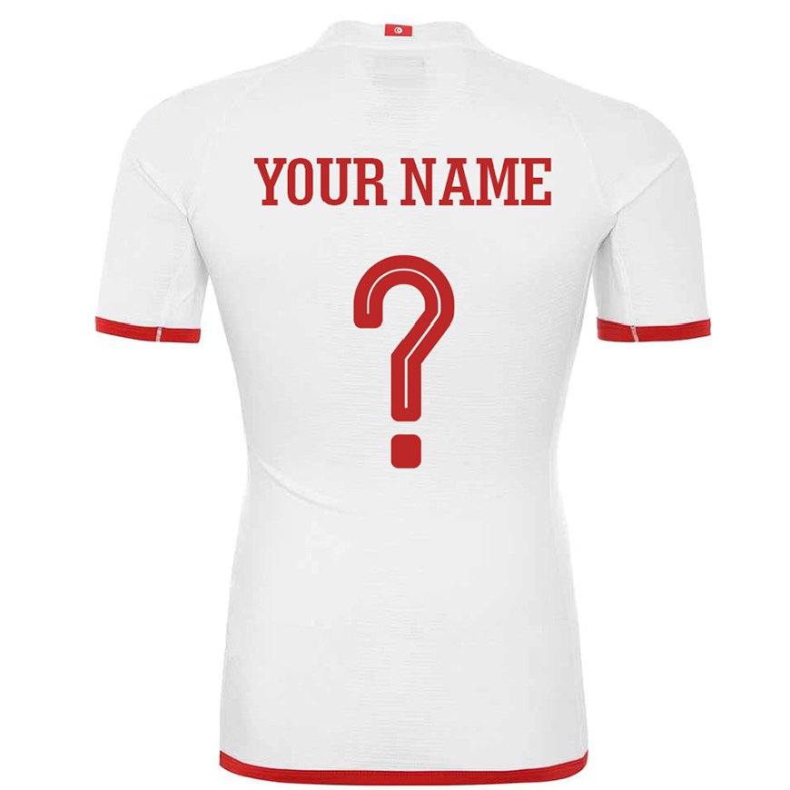 Kandiny Enfant Maillot Tunisie Votre Nom #0 Blanc Tenues Extérieur 22-24 T-shirt
