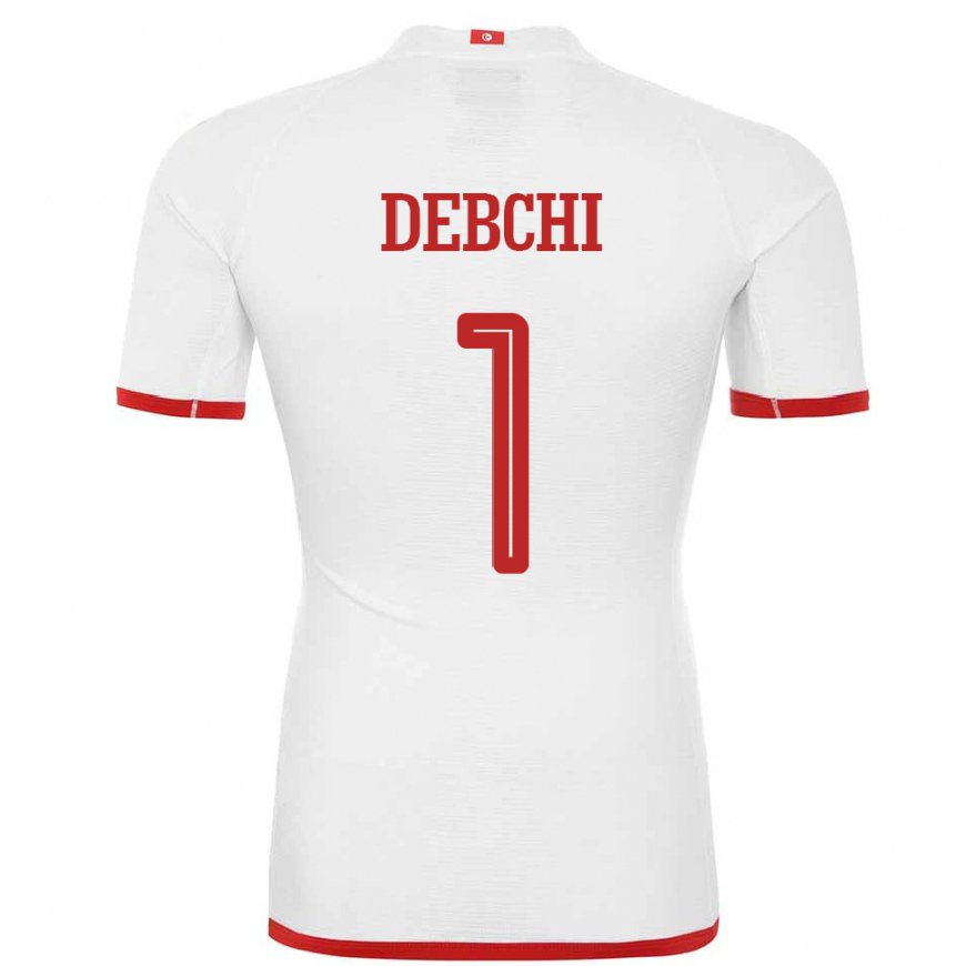 Kandiny Enfant Maillot Tunisie Mohamed Sedki Debchi #1 Blanc Tenues Extérieur 22-24 T-shirt