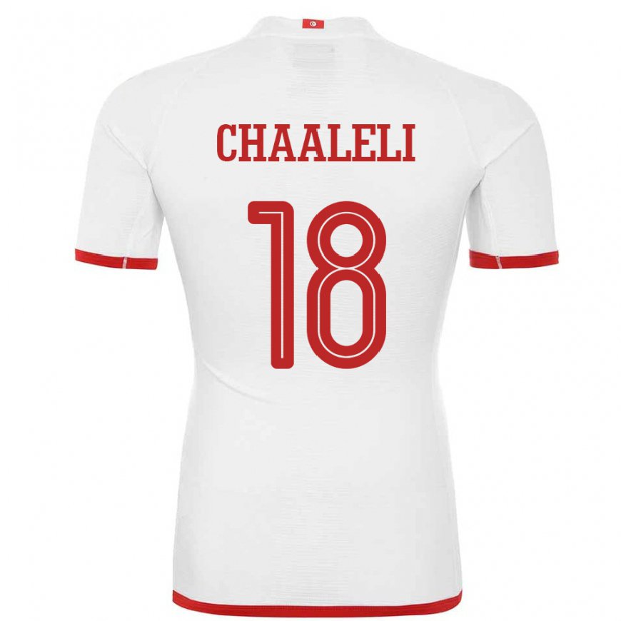 Kandiny Enfant Maillot Tunisie Ghaliene Chaaleli #18 Blanc Tenues Extérieur 22-24 T-shirt