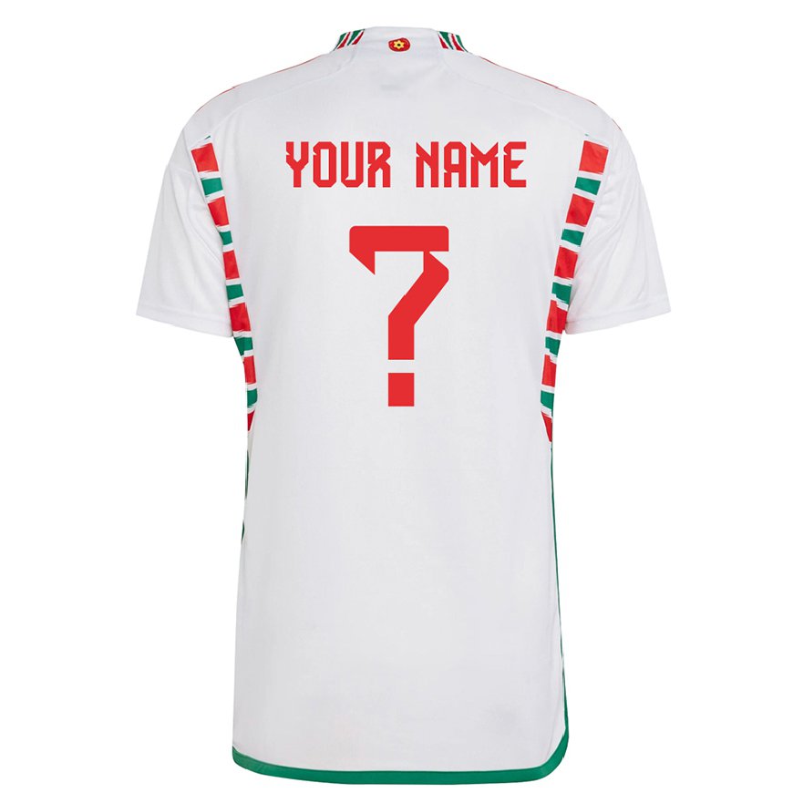 Kandiny Enfant Maillot Pays De Galles Votre Nom #0 Blanc Tenues Extérieur 22-24 T-shirt
