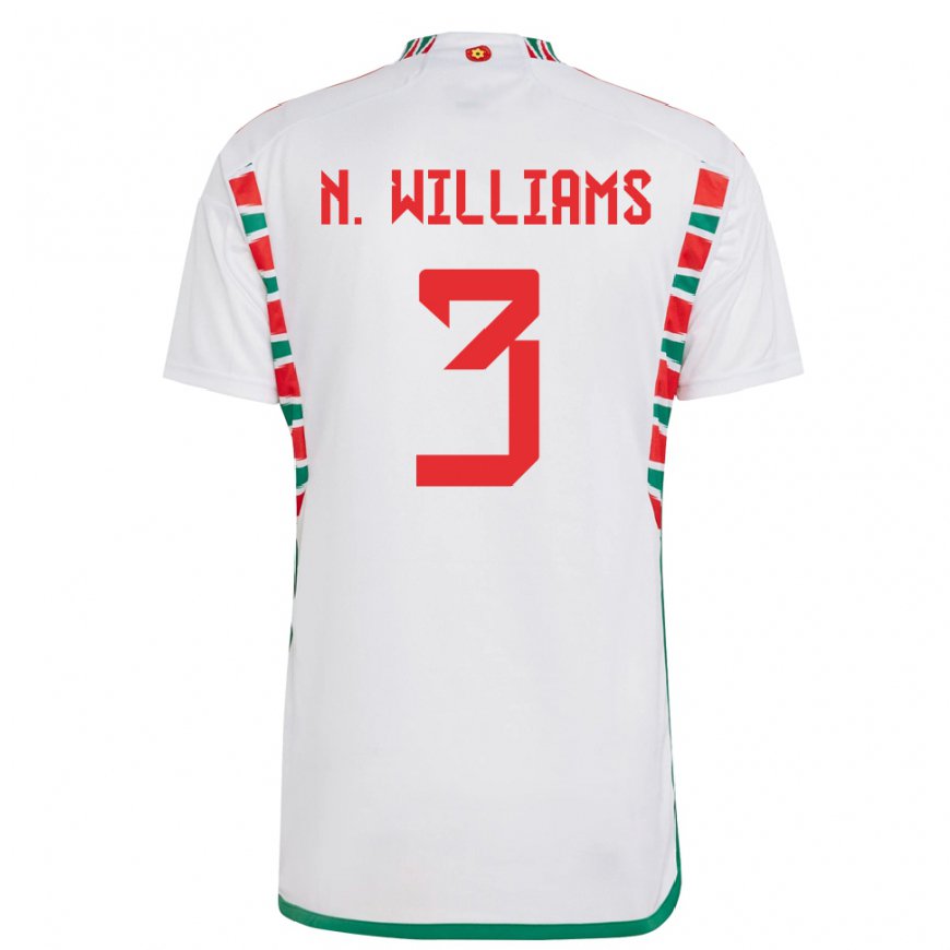 Kandiny Enfant Maillot Pays De Galles Neco Williams #3 Blanc Tenues Extérieur 22-24 T-shirt