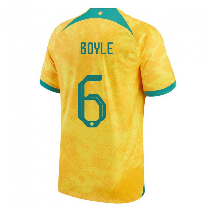 Kandiny Homme Maillot Australie Martin Boyle #6 Doré Tenues Domicile 22-24 T-shirt