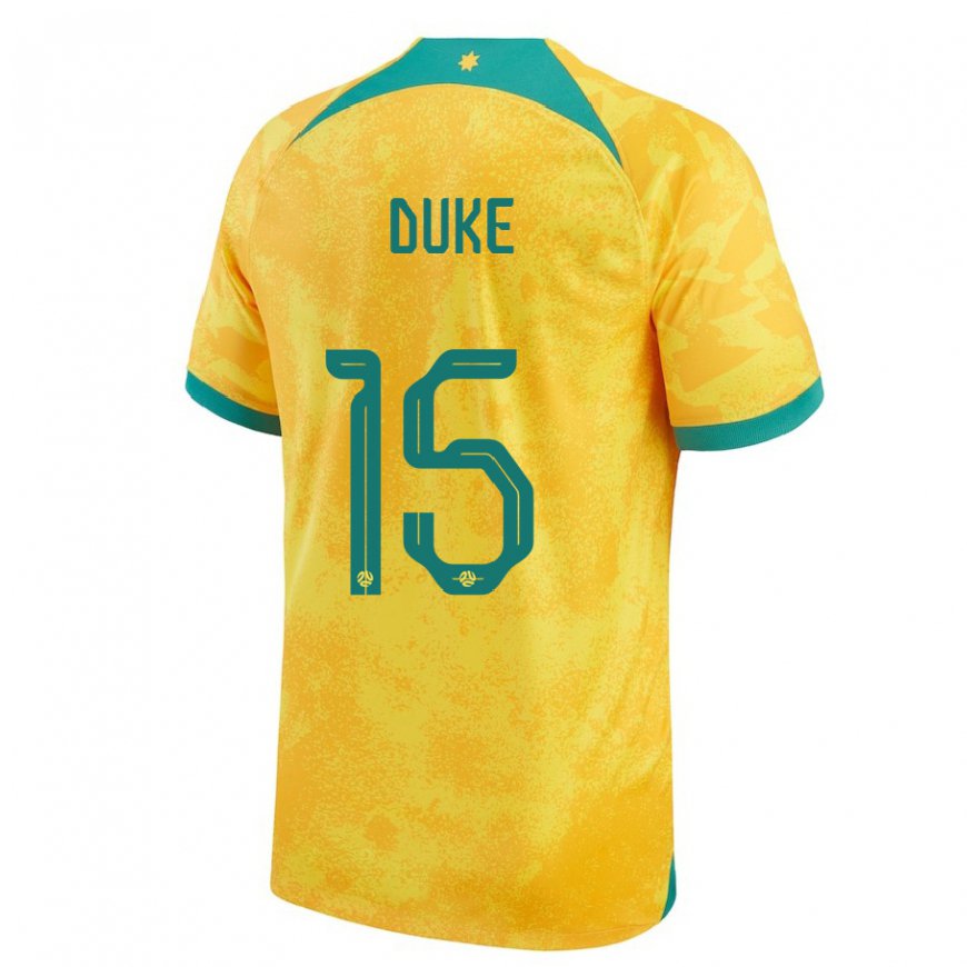 Kandiny Homme Maillot Australie Mitchell Duke #15 Doré Tenues Domicile 22-24 T-shirt
