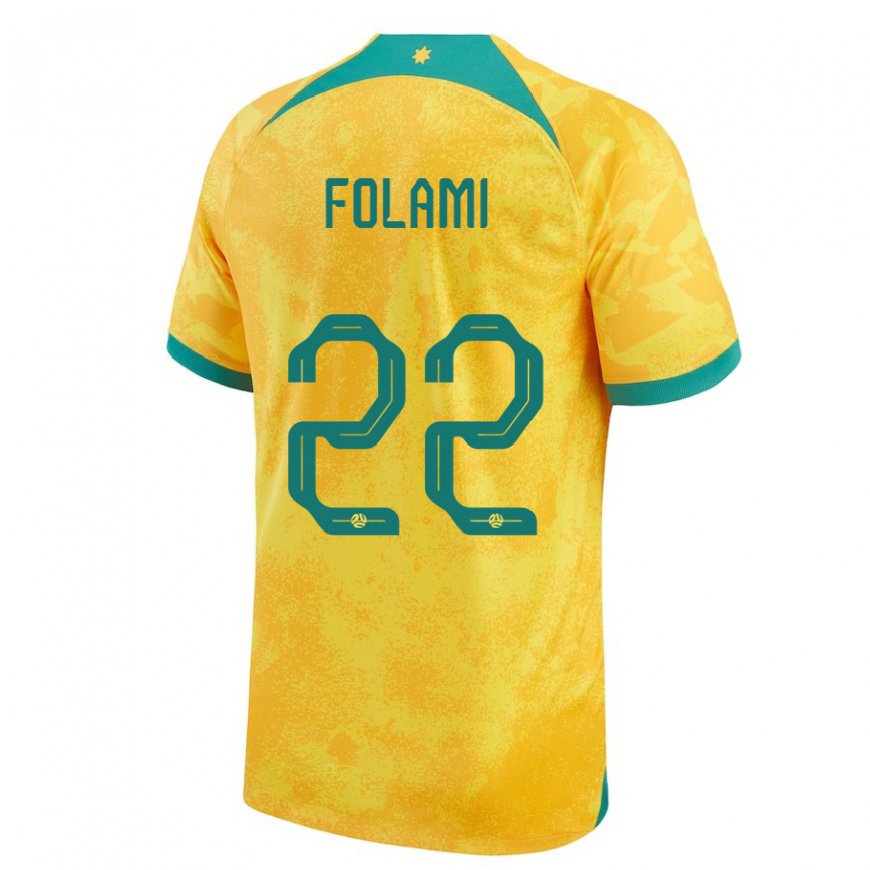 Kandiny Homme Maillot Australie Ben Folami #22 Doré Tenues Domicile 22-24 T-shirt
