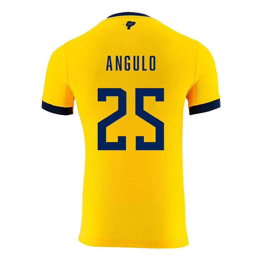 Kandiny Homme Maillot Équateur Nilson Angulo #25 Jaune Tenues Domicile 22-24 T-shirt