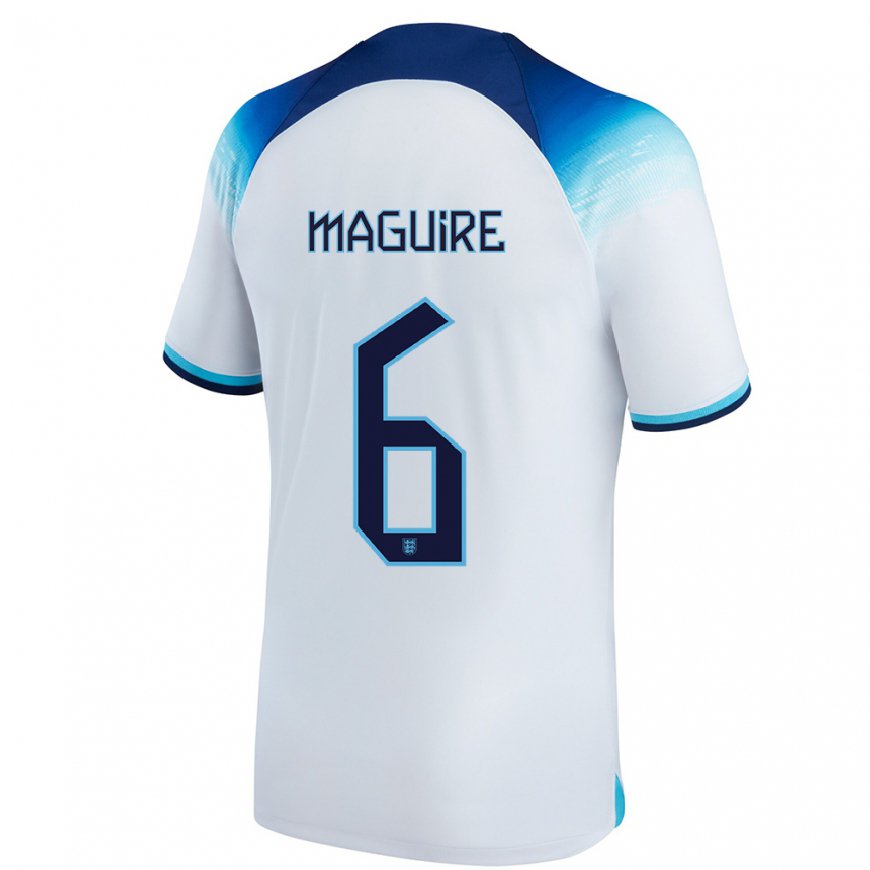 Kandiny Homme Maillot Angleterre Harry Maguire #6 Blanc Bleu Tenues Domicile 22-24 T-shirt