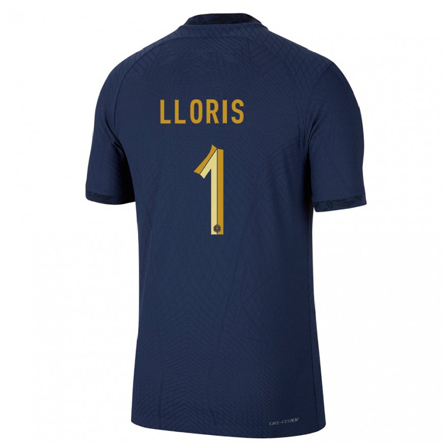 Kandiny Homme Maillot France Hugo Lloris #1 Bleu Marine Tenues Domicile 22-24 T-shirt