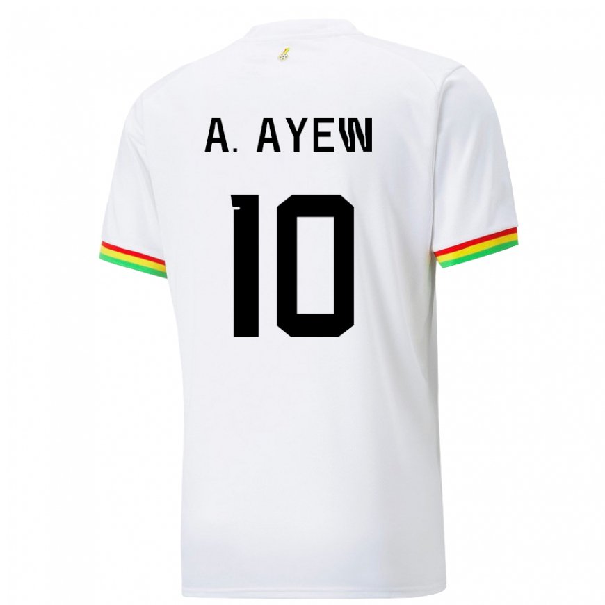 Kandiny Homme Maillot Ghana Andre Ayew #10 Blanc Tenues Domicile 22-24 T-shirt