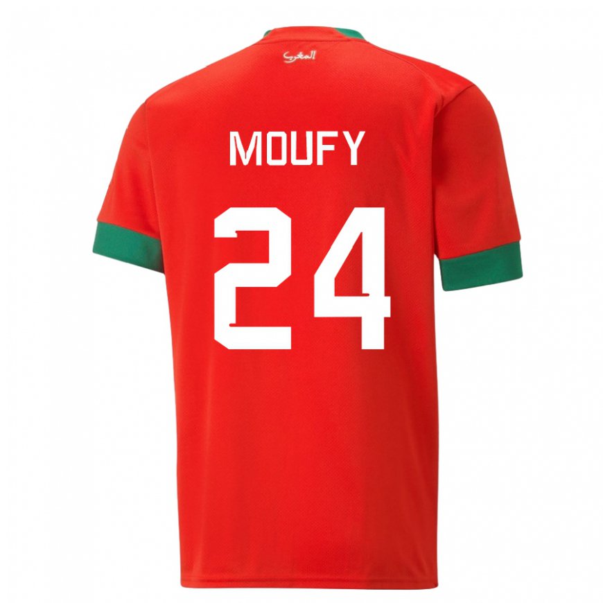 Kandiny Homme Maillot Maroc Fahd Moufy #24 Rouge Tenues Domicile 22-24 T-shirt