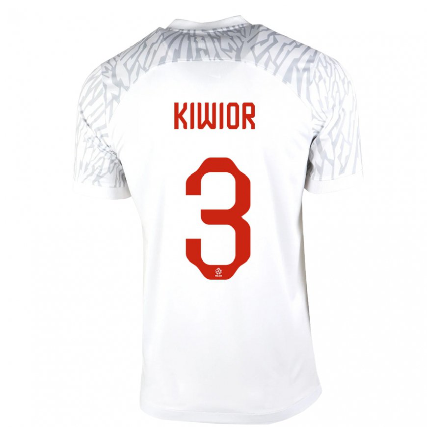 Kandiny Homme Maillot Pologne Jakub Kiwior #3 Blanc Tenues Domicile 22-24 T-shirt
