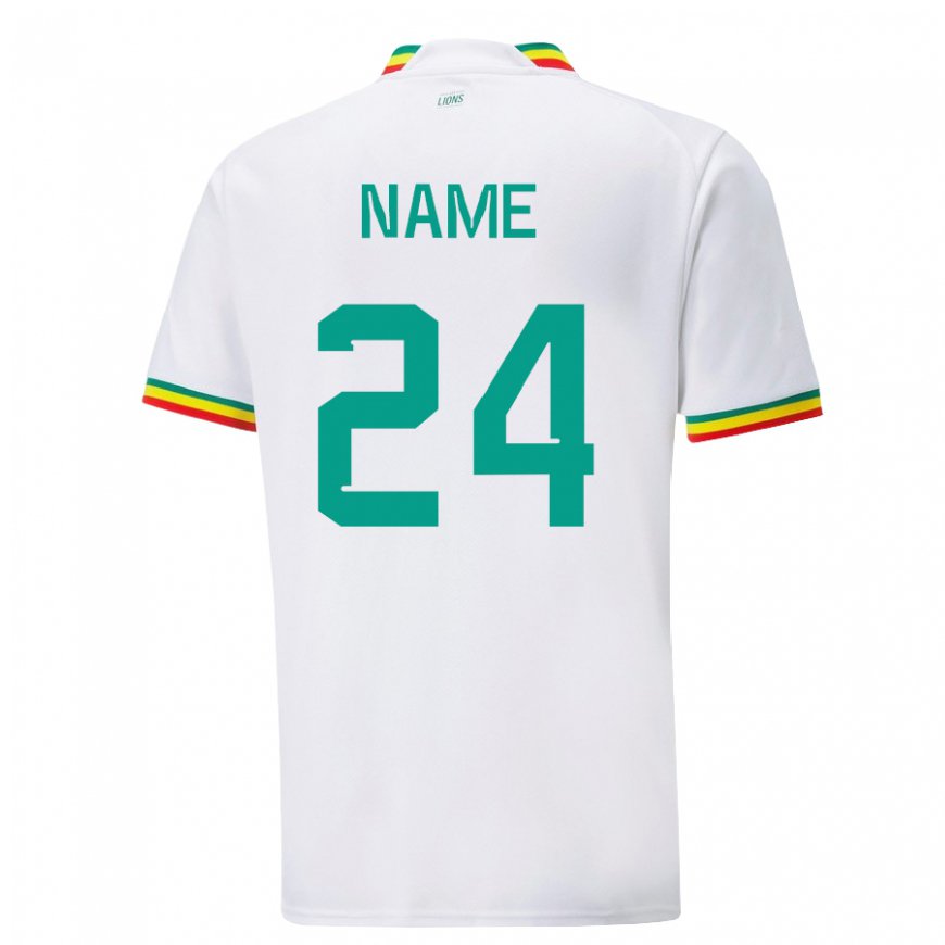 Kandiny Homme Maillot Sénégal Moustapha Name #24 Blanc Tenues Domicile 22-24 T-shirt