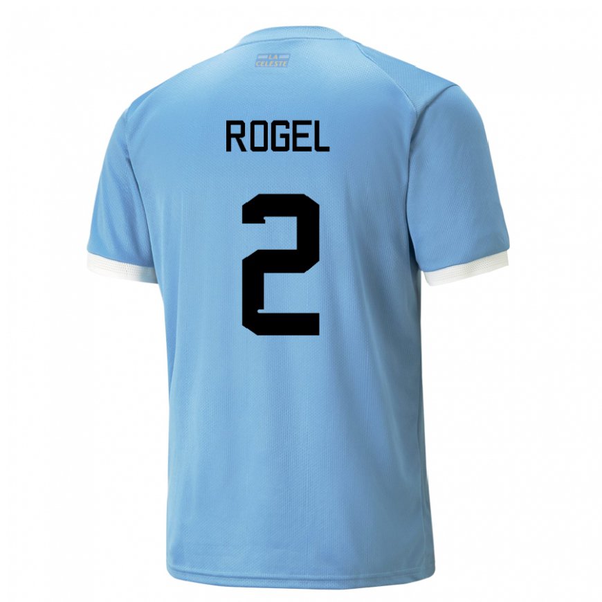 Kandiny Homme Maillot Uruguay Agustin Rogel #2 Bleue Tenues Domicile 22-24 T-shirt