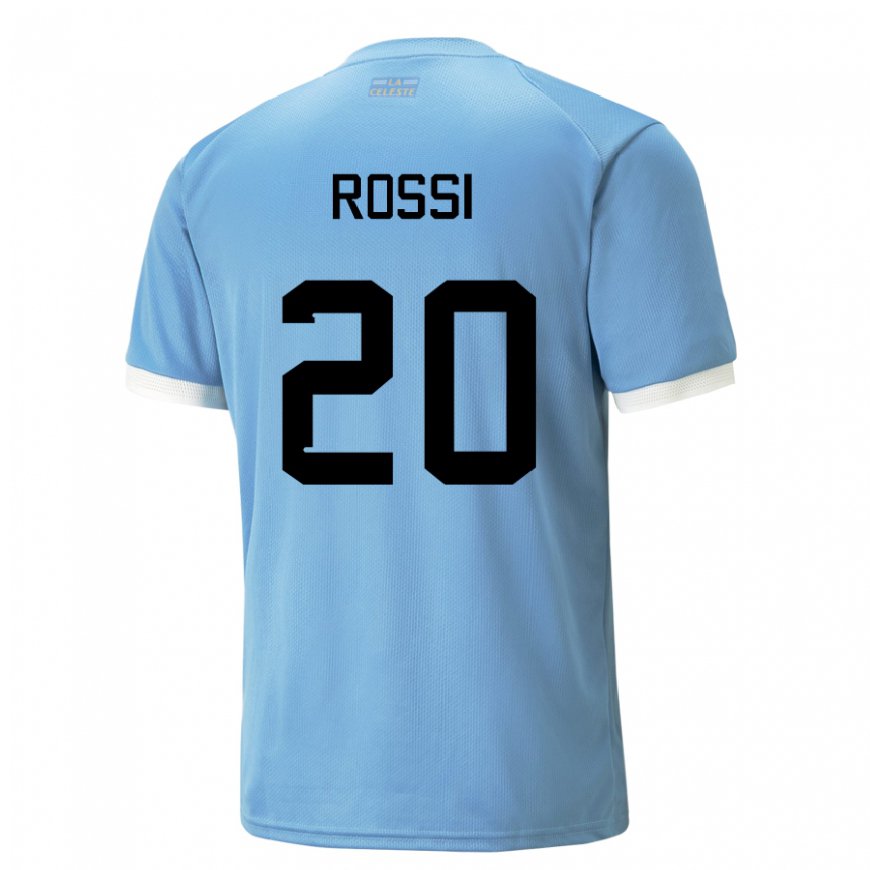 Kandiny Homme Maillot Uruguay Diego Rossi #20 Bleue Tenues Domicile 22-24 T-shirt