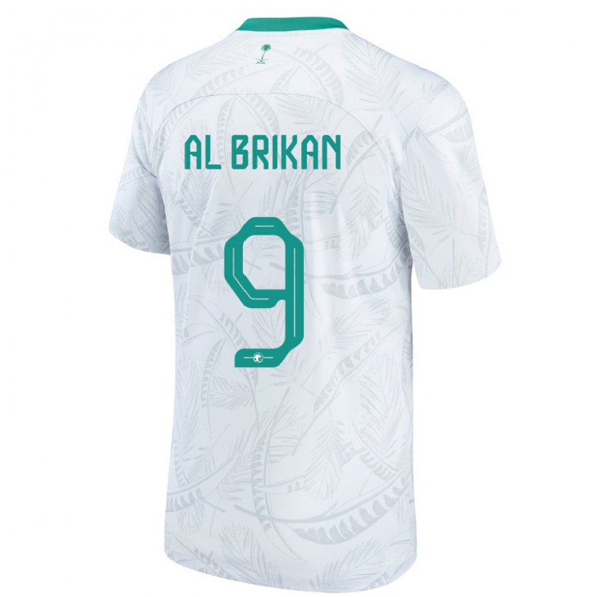 Kandiny Homme Maillot Arabie Saoudite Feras Al Brikan #9 Blanc Tenues Domicile 22-24 T-shirt