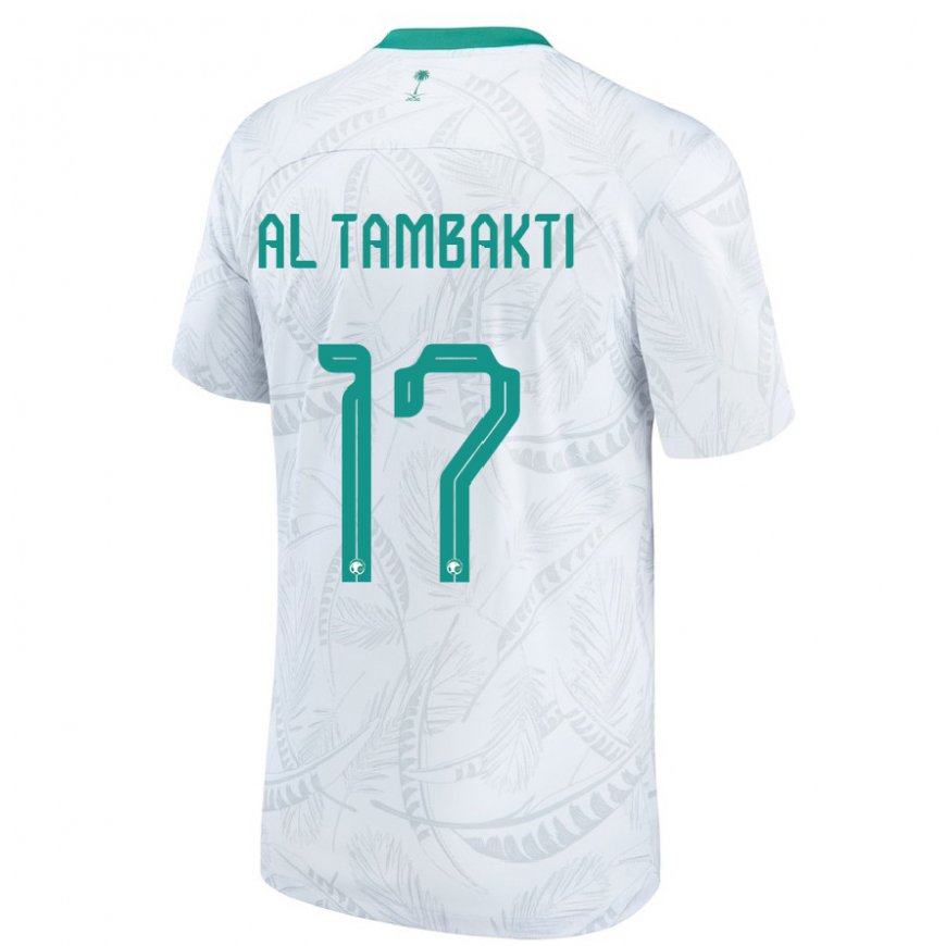 Kandiny Homme Maillot Arabie Saoudite Hassan Al Tambakti #17 Blanc Tenues Domicile 22-24 T-shirt