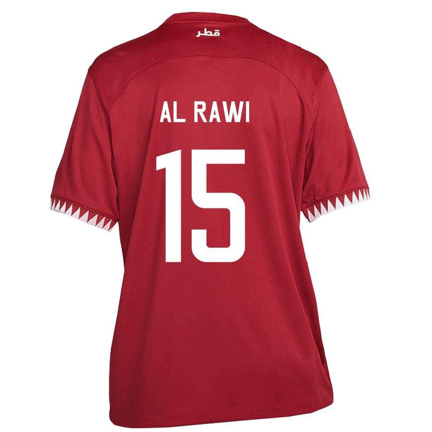 Kandiny Homme Maillot Qatar Bassam Al Rawi #15 Bordeaux Tenues Domicile 22-24 T-shirt