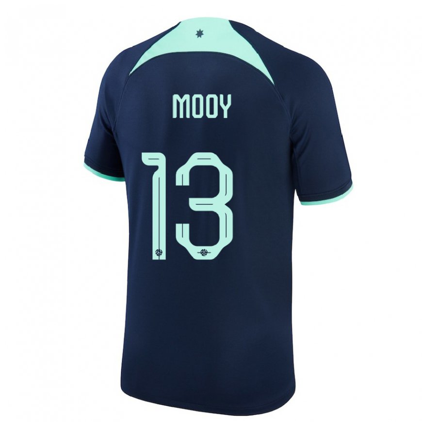 Kandiny Homme Maillot Australie Aaron Mooy #13 Bleu Foncé Tenues Extérieur 22-24 T-shirt