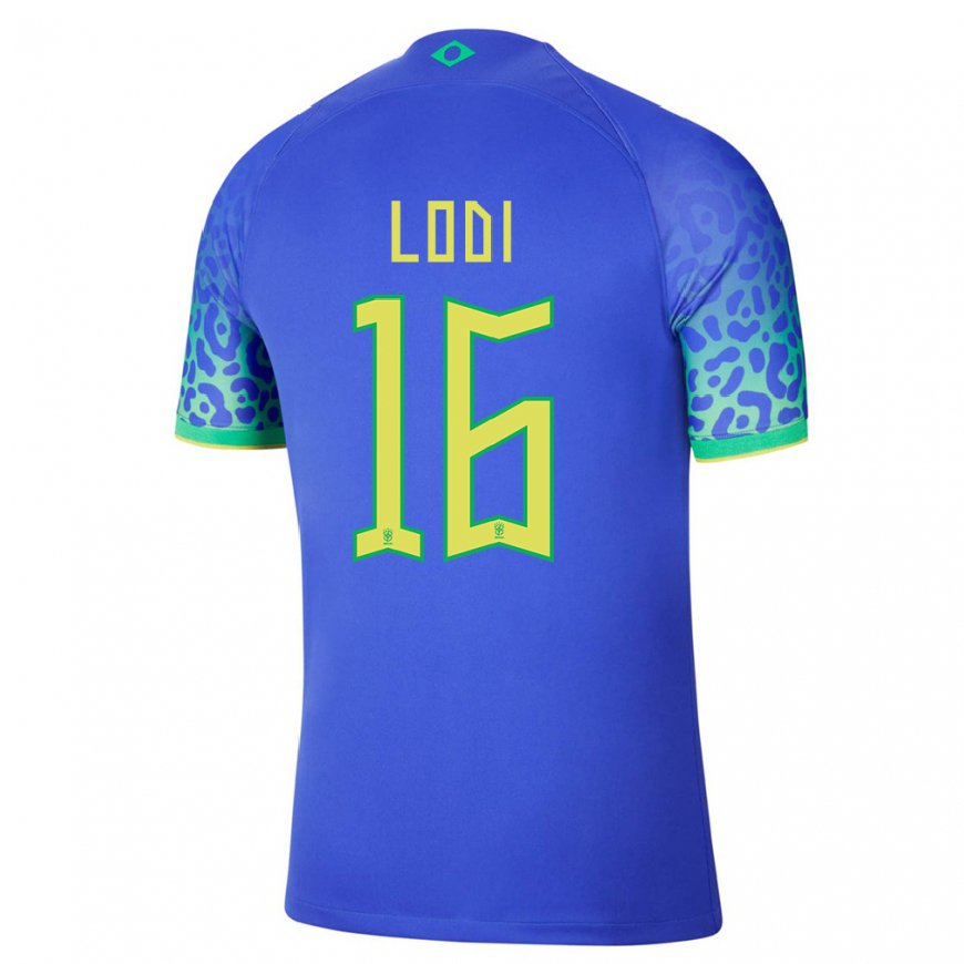 Kandiny Homme Maillot Brésil Renan Lodi #16 Bleue Tenues Extérieur 22-24 T-shirt