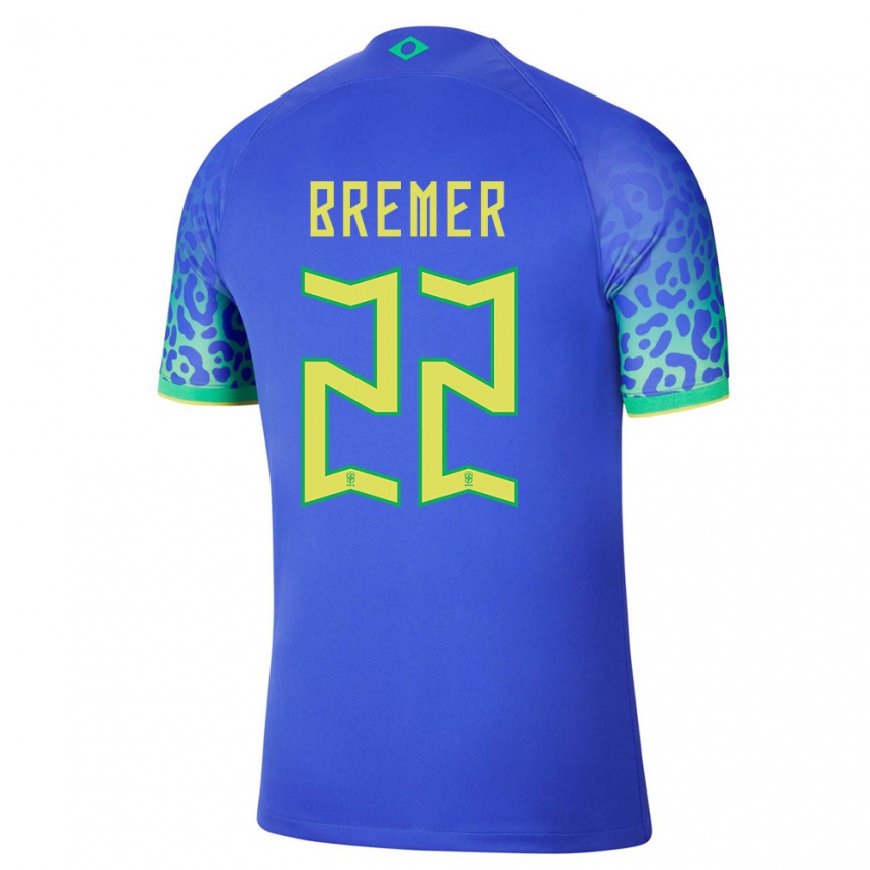 Kandiny Homme Maillot Brésil Bremer #22 Bleue Tenues Extérieur 22-24 T-shirt