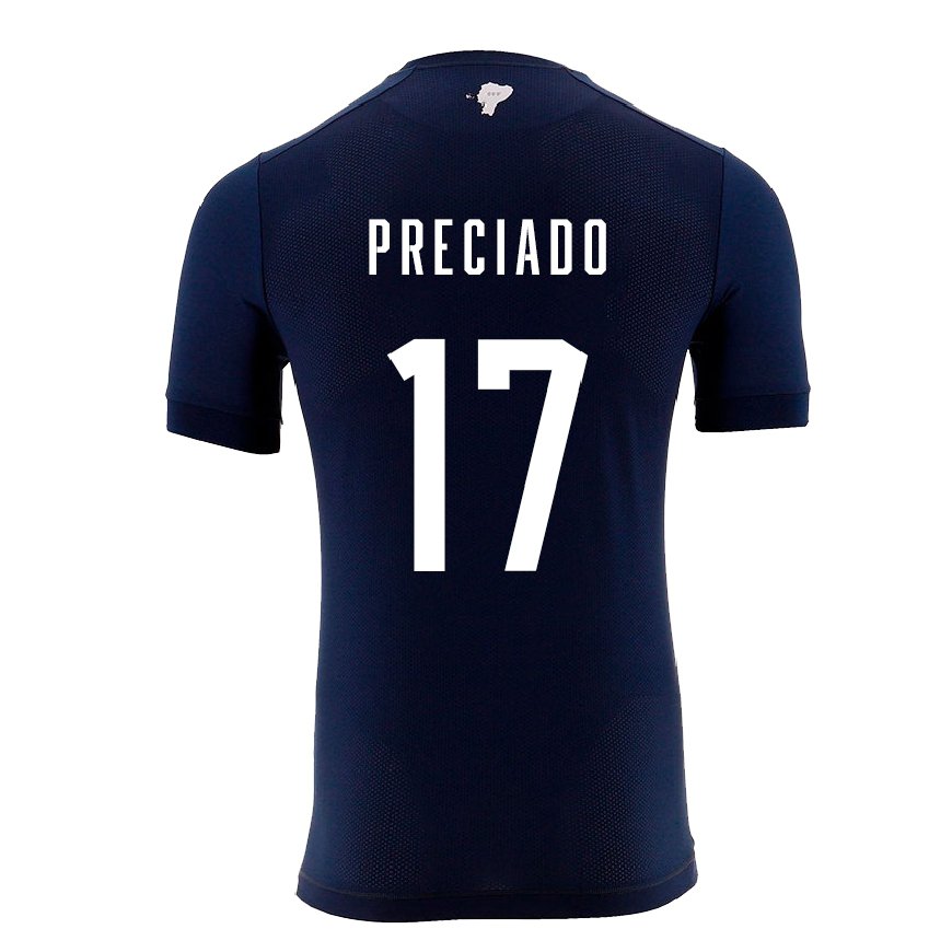 Kandiny Homme Maillot Équateur Angelo Preciado #17 Bleu Marine Tenues Extérieur 22-24 T-shirt