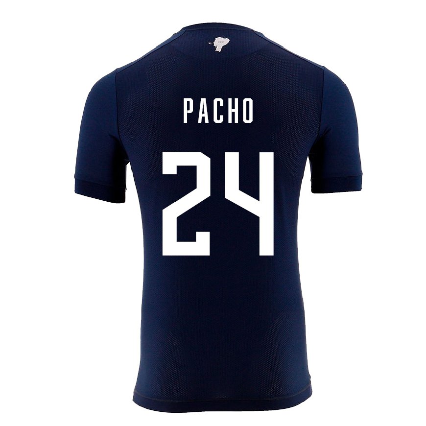 Kandiny Homme Maillot Équateur William Pacho #24 Bleu Marine Tenues Extérieur 22-24 T-shirt