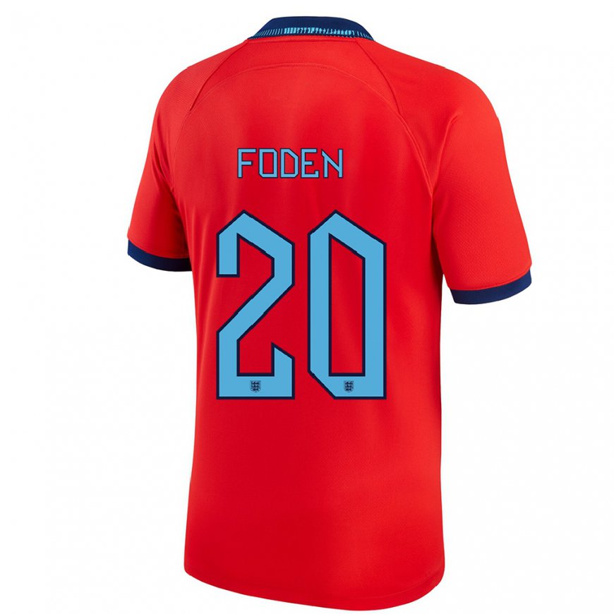 Kandiny Homme Maillot Angleterre Phil Foden #20 Rouge Tenues Extérieur 22-24 T-shirt