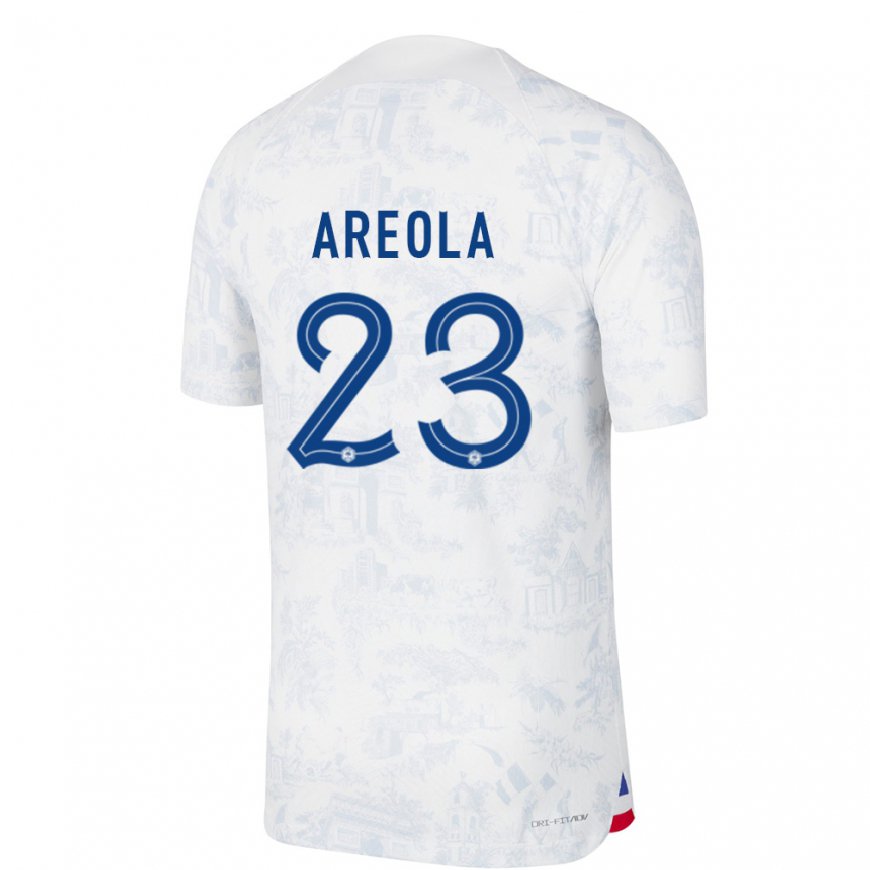 Kandiny Homme Maillot France Alphonse Areola #23 Blanc Bleu Tenues Extérieur 22-24 T-shirt