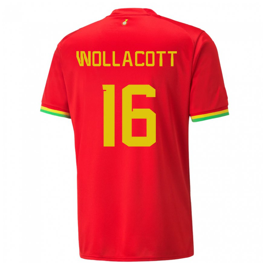 Kandiny Homme Maillot Ghana Joe Wollacott #16 Rouge Tenues Extérieur 22-24 T-shirt