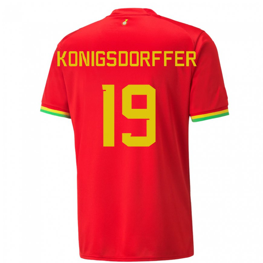 Kandiny Homme Maillot Ghana Ransford-yeboah Konigsdorffer #19 Rouge Tenues Extérieur 22-24 T-shirt